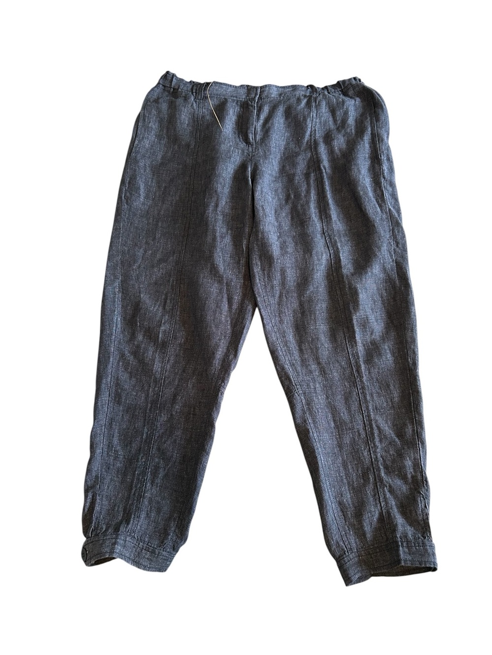 Eileen Fisher 100% Organic Linen Tapered  Cropped Pant in Heathered Grey